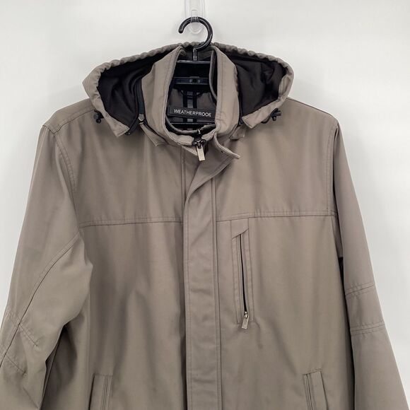 Weatherproof Men's Hooded Long Sleeve Full Zip Pockets Outdoor Jacket Brown XL - Picture 3 of 12